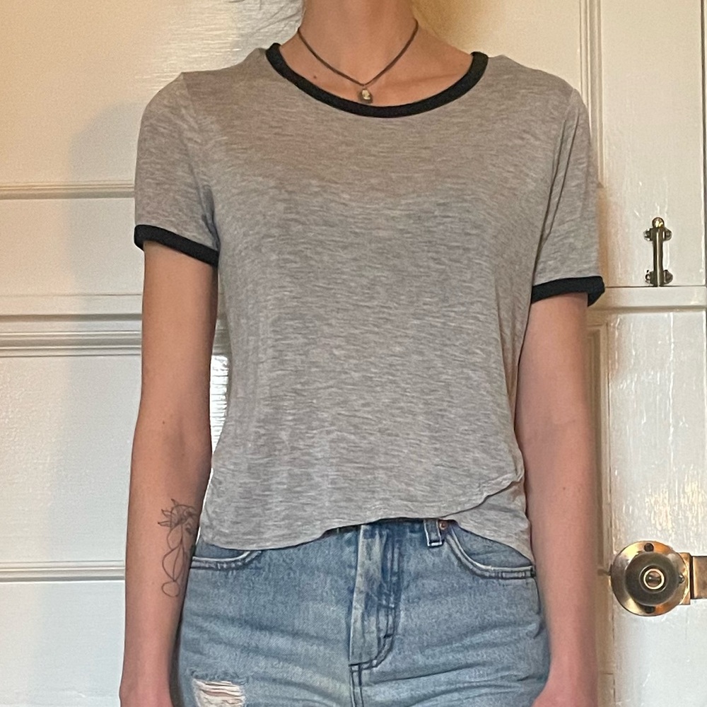 Grey T-Shirt with black detail size Medium
